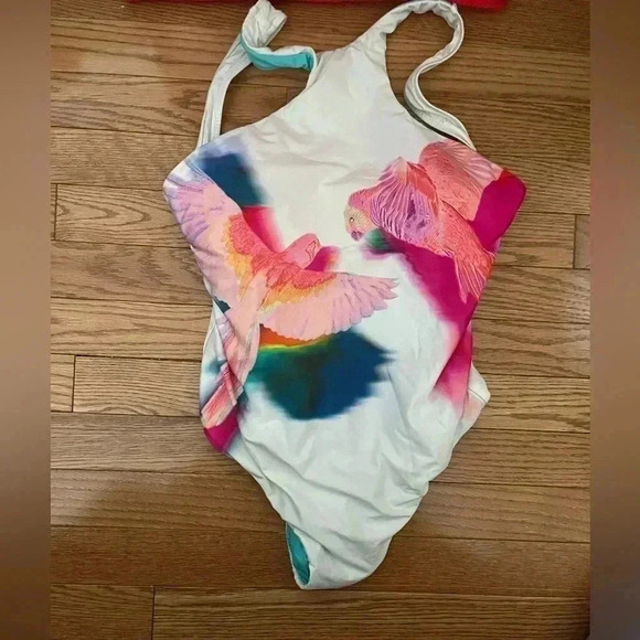 [AU14/US10]Isola by Megan Gale Multi Coloured Parrots Pattern One Piece Swimsuit - Picture 2 of 8
